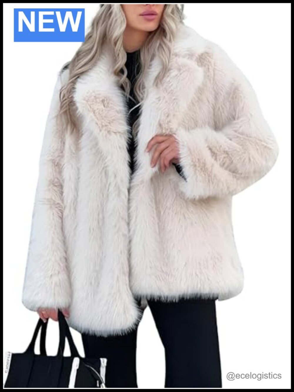 Faux Fur Coat for Women Winter Lapel Shaggy Warm Fluffy Open Front Jacket